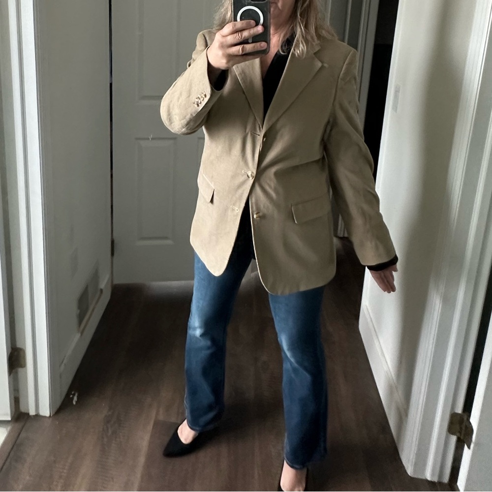 Vintage Men’s Tan Blazer Wear as Oversized Women’s Suit Jacket Coat Corduroy L - Picture 10 of 10